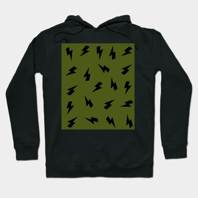 Black Lightning, Thunder, Bolts on Olive Green iPhone Case Hoodie by OneThreeSix